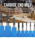 8 Piece Carbide End Mill Set 2 to 12 mm Tungsten Steel Milling Cutters displayed with woodworker.