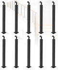 Heavy Duty Matte Black Metal Baluster Spindles Holeless Stair Railing Posts 270 Degree Adjustable, set of ten, 35 or 37 inch height.