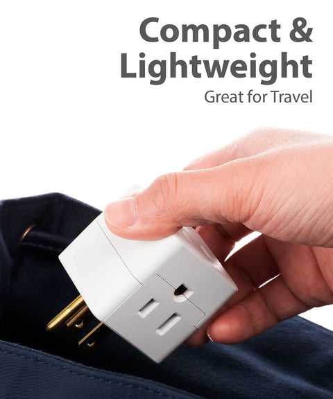 Right Angle 3 Outlet Plug Adapter, 90 Degree Wall Outlet Splitter Cube Tap, 3 Prong Grounded, 125VAC, ETL Listed, Space Saving Power Expander, Must Have For Home Dorm Or Travel, 3 Pack