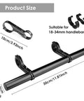 Bike Handlebar Extender 11.8 Inch Aluminum Alloy Bracket with 18-34mm adjustable clamps and product dimensions