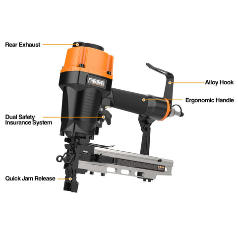 Pneumatic Fencing Stapler For 10.5 Gauge Staples 1 9 16 Inch Beast Of A Tool With Adjustable Alloy Hook and Ergonomic Handle