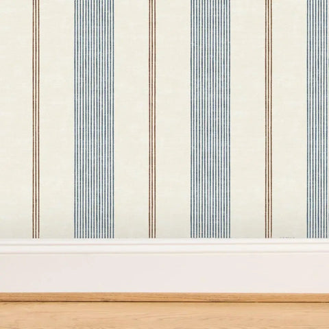Top Tier Striped Modern PVC Free Wallpaper With Matte Linen Look Built Tough For Kitchens Bathrooms And Mudrooms, showing vertical stripes.