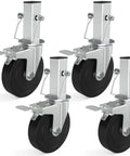 Five Inch Scaffolding Wheels Set Of Four With Dual Locking Brakes And Square Stem For Scaffolding Heavy Duty Steel Caster Wheels 440 Lbs Capacity Per Wheel Smooth Rolling And Secure Locking For Stable Construction