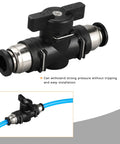 Durable Pneumatic Ball Valve 12mm x 12mm OD Push to Connect Fitting for Air and Hydraulic Lines, PBT Body, Installed