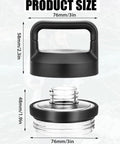 Chug Cap Replacement Screw Top Lid For Rambler Bottle 18oz 26oz 36oz 64oz Built Tough Durable BPA Free Cap Cover Water Bottle Part Accessory Leak Proof Design with dimensions.