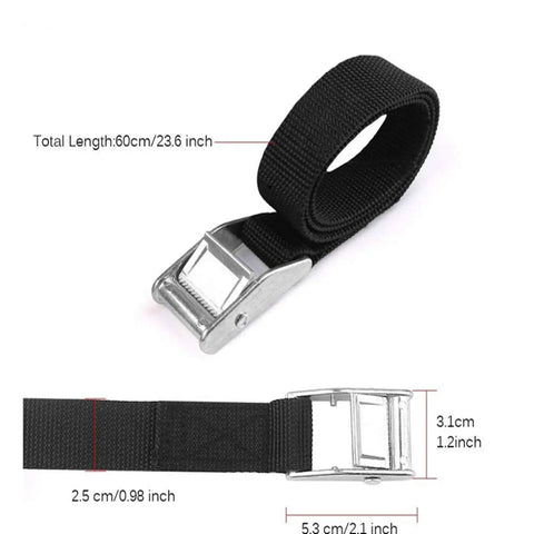 Heavy Duty 2 Ft By 1 In Ratchet Strap Set With Cam Buckle, Adjustable Lashing Tie Down Straps, rugged nylon webbing, close view