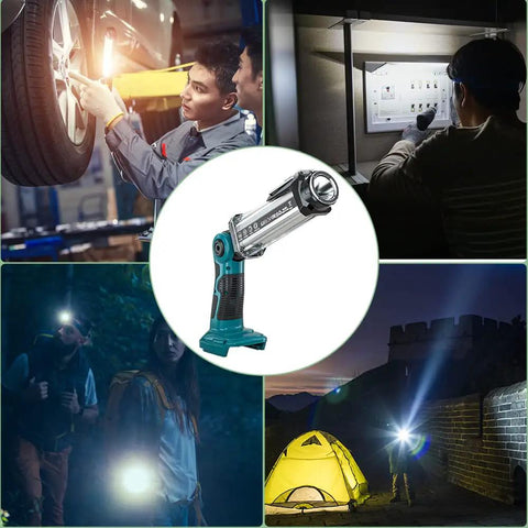 Cordless LED Work Light For Makita 18V Battery 2000 Lumen Handheld Floodlight with 3 modes in various outdoor scenarios