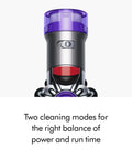 Close-up of the V8 Plus Cordless Vacuum Cleaner for Hard Floors and Carpets, Detangles Hair and Pet Hair, Dual Power Modes feature.