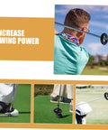 Golfer using Two Pack Weighted Golf Swing Trainer Rings for Beginners, Warm Up Practice Tool to Boost Your Swing Power and Stability.