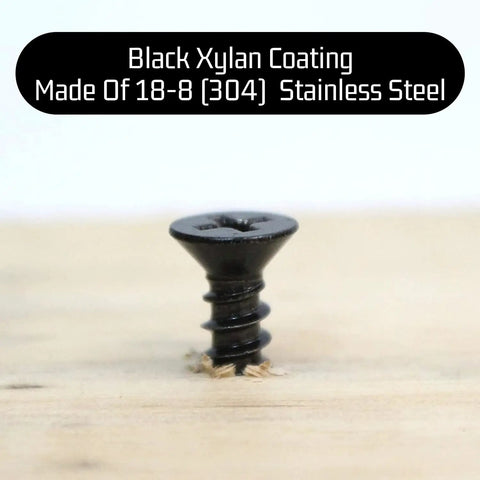 Hardcore Durability Size 8 By 1-1/4 Inch Black Xylan Coated Stainless Steel Flat Head Phillips Wood Screws Pack Of 25 on wood
