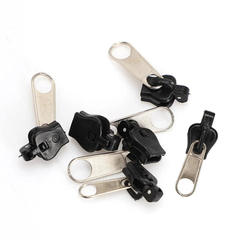 Universal Zipper Repair Kit 12Pcs Black Quick Fix With Replacement Sliders Teeth And Stops For Clothes Bags And More Easy DIY