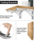 Stainless Steel Folding Shelf Brackets Set Of Four Wall Mounted Heavy Duty Collapsible Table Hinges at 90 degrees with button detail