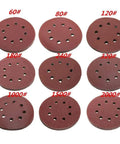 Premium 5 Inch Hook Loop Sanding Discs Featuring Eight Holes For Quick Dust Extraction And Killer Grip For Smooth As Butter Wood Metal Finishing The Real Deal Aluminum Oxide Abrasive Pads, with grits ranging from 60# to 2000#.