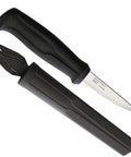 Wood Carving Knife With Sheath, 3 Inch Sandvik Stainless Steel Blade for Whittling and Detail Work, handle and sheath visible.