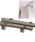 Heavy Duty Curtain Track System With Double Ceiling And Wall Mount Quiet Rollers For Room Divider And Sliding Doors In Champagne Finish Ideal For Living Room Bedroom And Closet 4.7 Meter Length Or 15.4 Feet