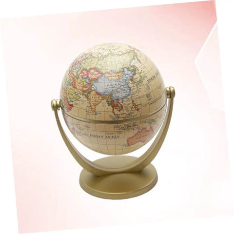 Desktop World Globe With Stand Golden Finish For Education And All Ages Home Office Decor Kid Friendly Geography Learning Tool
