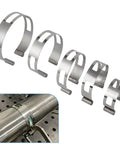Stainless Steel Exhaust Pipe Tacking Band Set for Tig Welding Fabrication Clamp On Five Piece Kit shown with clamp-on design.