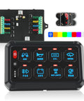 8 Gang RGB Switch Panel With 5 Level Brightness Button For Universal Automotive Circuit Control Relay Car Touch LED System Box Easy Install No Drilling Centralized Control For 8 Devices Weather Resistant Seamless Cable Management