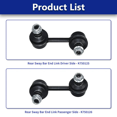 Rear Sway Bar Link Kit With K750125 K750126 For Honda Civic 2006 2015 Fit 2013 2014 Acura ILX 2013 2019 CSX 2006 2011 Two Piece End Links Beefed Up For Strength, rear sway bar end links shown side by side