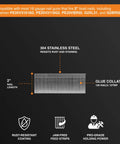 Diagram of 2-inch 18-gauge stainless steel glue collated brad nails highlighting features and compatibility with nail guns.