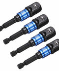 Impact Driver Socket Adapter Extension Set 4 Piece Half Inch Square Drive To Quarter Inch Hex Shank Universal Fit For Screwdrivers And Power Drills