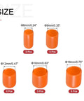 Orange vinyl end caps in sizes 6mm to 19mm from 25 Pack Round Rubber End Caps Orange Vinyl Covers For 1/4in 3/8in 1/2in 5/8in And 3/4in Inner Diameter Thread Protectors - Flexible Vinyl Rubber Shield Kit For Furniture And Electrical Projects