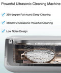 All In One Ultrasonic Glasses And Jewelry Cleaner 640ML 48KHz Powerful Sonic Cleaning Machine showing water and bubbles inside