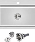 Drop-In Kitchen Sink 28 By 18 Inch, 304 Stainless Steel Single Bowl, 18 Gauge, 9 Deep, Topmount with Basket Strainer, Handmade