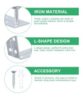 Iron material and L-shape design details of Eight Pack Iron L Shaped Curtain Brackets With Wingnuts Adjustable Wall Mounts