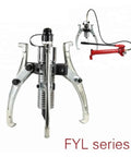 Beefy 20 Ton Hydraulic Wheel And Bearing Puller with dual jaw, metallic finish, and hydraulic drive for easy disassembly tasks.