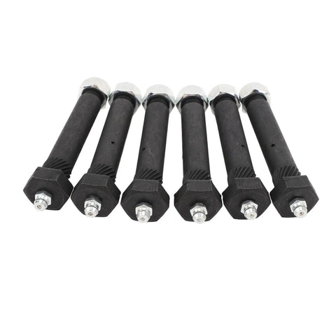 Greaseable Spring Shackle Bolts Set Heavy Duty 9 16 By 3 Inch M11x1.25 With Knurled Shoulder Lock Nuts 6 Pcs For Trailer Axles 2000 To 7000 And Suspension Repair, six black bolts with grease zerks