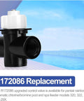 R172086 Half Inch Pool Control Valve For Chlorine Feeders Easy Install Replacement Plug And Play For Pool And Spa Chlorinator Systems Compatible With Rainbow Automatic Feeder Models 320 322 300 29X black plastic threaded valve