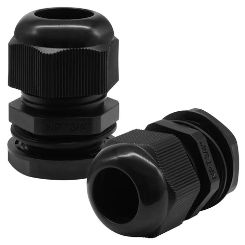 Six Pack Three Quarters Inch Plastic Industrial Grade Cable Glands Cord Grips Waterproof Grommets For Wires IP68 Waterproof