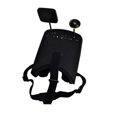 All In One FPV Goggles With DVR And Real Time Video, 5.8G 40CH, 5 Inch Screen, Built In Antenna And Battery, front view with strap