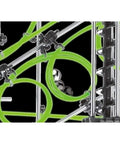Close-up of loops and steel balls in 867 Piece Marble Roller Coaster Kit With Glow In The Dark Space Rail STEM Model Building Set