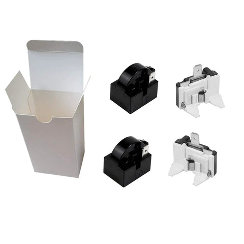4 Pack Fridge Starter Relay And Overload Protector Kit For LG Refrigeration, Includes 4.7 Ohm 1 Pin PTC Start Relays And 6750C-0005P Protectors