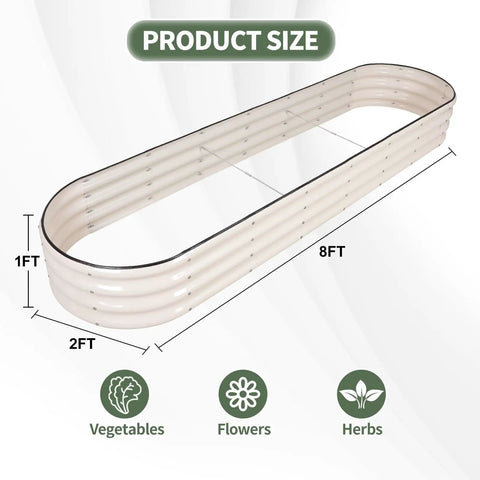 Galvanized Raised Garden Bed Kit 8x2x1 Ft Two Pack Outdoor Metal Planter Boxes For Vegetables And Flowers Built To Last No Fuss Setup Rust Resistant White Finish