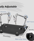 Adjustable Welding Clamp Clip Set Third Hand Tool with steel base, rubber feet, and rotating arms for precision work.