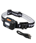 Rechargeable LED Headlamp With Adjustable Fabric Strap And Marker Holder For Work And Outdoors Goes All Day 260 Lumens High Mode