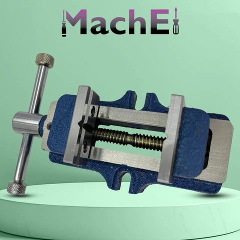80mm Jaw Width Self Centering Vise With Fixed Base Built Tough Cast Iron Body Blue Finish for precise clamping in shops