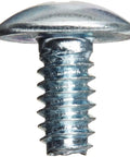Close-up of Built Tough Metal Thread Rolling Screw Zinc Plated For Metal Projects, truss head with Phillips drive, 10-24 thread, 3/8 inch length.