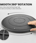 No Fuss 18 Inch Lazy Susan Turntable Dead Solid Swivel Cabinet Tray With Steel Ball Bearings showing smooth 360° rotation with hand.