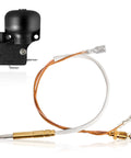 Thermocouple and dump-switch safety sensor for propane patio heater with copper leads and brass fittings