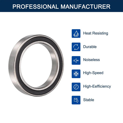 10 Pack 6806-2RS Deep Groove Ball Bearings 30mm X 42mm X 7mm Chrome Steel showing a double rubber seal for protection.