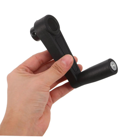 Hohopeti Mm Round Hole Manual Crank Handle Replacement For Lathe Machine, compact black plastic crank held in hand.