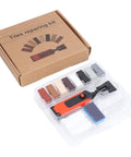 DIY Tile Repair Kit With 8 Color Wax Blocks And Electric Heating Pen shown in packaging and tray with wax sticks and pen.