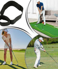 Real Time Golf Swing Trainer Arm Band for Connection and Stability, showing use in home and outdoor golf practice.