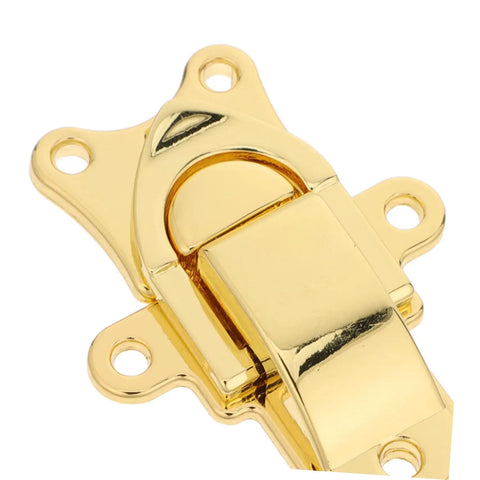 Close-up of Two Pics Vintage Style Duckbill Toggle Latch Lock With Padlock Hole For Wooden Chest Toolbox, zinc alloy gold design.