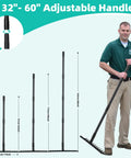 Heavy Duty Bow Rake With 60 Inch Adjustable Handle And 12 Tines For Soil Leveling, Thatch Rake For Gardening, Loosening Soil