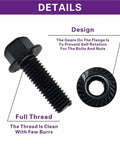 All In One 272 Piece Flange Hex Bolts And Nuts Combination Kit With Washers M6x1.0 M8x1.25 M10x1.5 Grade 10.9 showing bolt design